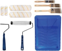 Pro Grade Paint Roller Kit, Brush & Roller,10 Piece Set, Wall Painting Naps -New