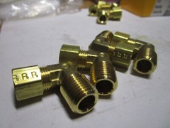 5/16 Tube x 1/4 NPTF Male 90° Brass Compression Elbow QTY 4