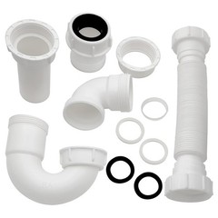 White 1 1/4″ and 1-1/2″ P-Trap Plumbing Kit with 1 1 1/2″,