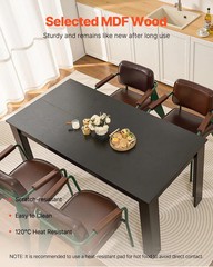 Rectangle Dining Table, 63 inch Length Large Wood Tables for 4-6 Person, Modern