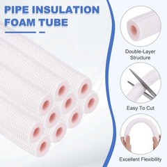 11ft Length White/Pink HVAC Copper Pipe Insulation Foam Tube 3/4″ ID Pipes