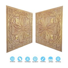 Embellished tin tiles Drop in ceiling panels PL10 Vintage brown gold 10pcs