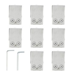 8Pcs Square Glass Clamps with 2pcs Hex Screwdriver Brushed Nickel 64x42x24mm
