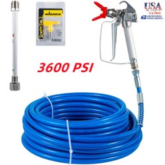 50FT 1/4″ AIRLESS PAINT SPRAY HOSE KIT SWIVEL JOINT 3600 PSI Flexible Fiber Tube