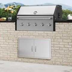 VEVOR Double BBQ Access Door, 34W x 19H Inch Stainless Steel Flush Mount Vert…