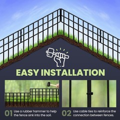 Animal Barrier Fence, 14 Pack No Dig Fence 14 Pack,19.52Ft, Black
