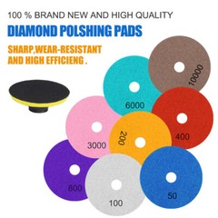4″ Diamond Polishing Pad WetDry 50-6000 Grit Granite Concrete Marble Polishing