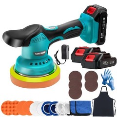 Cordless Car Buffer Polisher Kit with 21V 2x2000mAh Batteries, 6 Inch Car Pol…