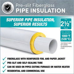 1 In. X 3 Ft. Fiberglass Self-Sealing Pre-Slit Pipe Cover