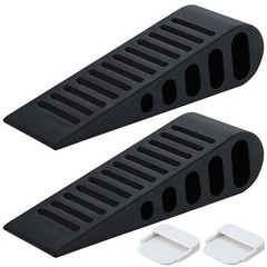 JQK Rubber Door Stopper Wedge, Black 2 Pack Soft TPR Premium Stops