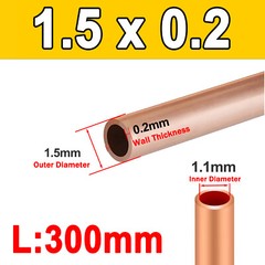 Lengths 300mm Copper Pipe Tube Diameter 1.5 mm – 30 mm,Wall thickness 0.2 – 2mm