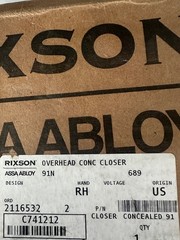 BRAND NEW RIXSON OVERHEAD CONCEALED CLOSER 91N RH. Condition is New.