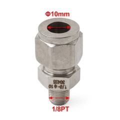 1pc Compression Tube Fitting 1/8 PT Male x 10mm OD Tube Stainless Steel