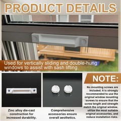 Yaocom 8 Pcs Window Sash Lift Deluxe Lifter, 3-5/16″, White