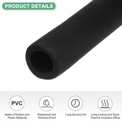 Pipe Insulation Foam Tube, 1-1/4″(32mm) ID x 6Ft Pipe Cover Wrap Roll [Black]