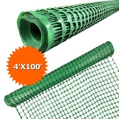 Ashman Plastic Mesh Fence, Construction Barrier Netting, Green, 100 FT, Green