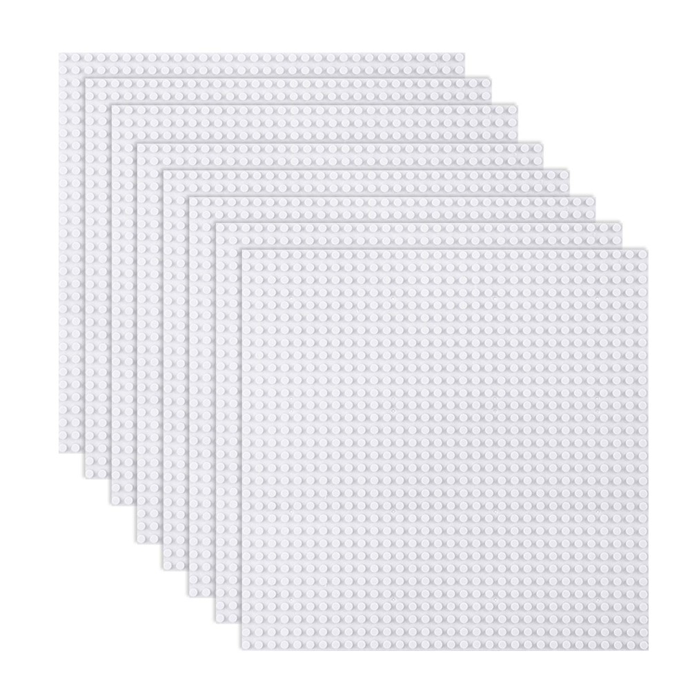LVHERO Classic White 10″x10″ Baseplates for Building Bricks – 8 Pack