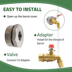 55 Gallon Drum Spigot with epdm Gasket, 50 gal Oil Water rain Barrel Bronze
