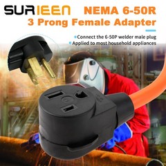 NEMA L6-30P to 6-50R Adaptor Welder Dryer EV Charger 6-50R, Black