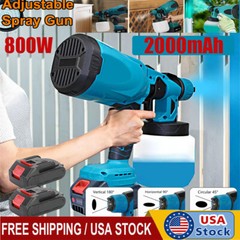 High Pressure Cordless Paint Sprayer Electric HVLP Spray Gun With 2 Batteries