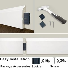 Train2 Art Wall Baseboard Molding Trim8-Pack Of 48 X 3.15 In White High Impact