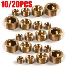 10/20PC 1/8″ 1/4″ 3/8″ 1/2″ NPT Brass Hex Countersunk Plugs Socket Pipe Fittings