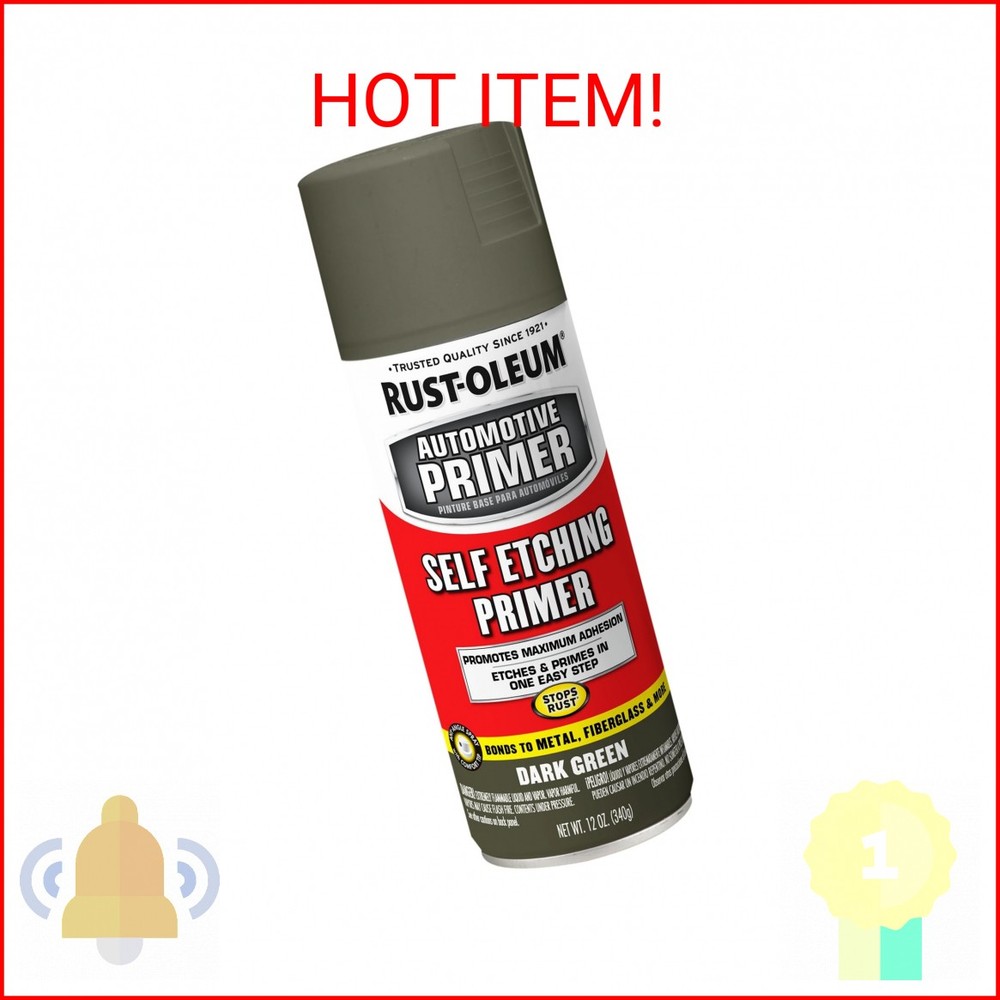 Automotive Self Etching Primer Spray, 12 oz, Matte Dark Green