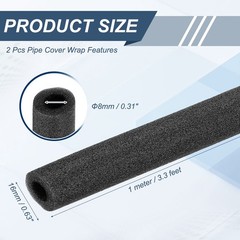 2pcs 1/3″ ID 3.3FT Pipe Insulation Foam Tube 0.63″ OD Tubing Cover Black