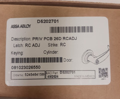 Comercial Lever Handle Lockset PRIV PCB 26D RCADJ Satin Assa Abloy (WW)