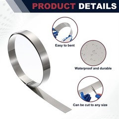 0.8in x 3.3ft Stainless Steel Flashing Roll, 0.4mm Metal Roof Panels