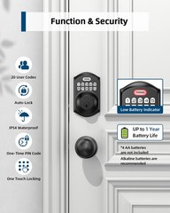 Keyless Entry Door Lock Set Keypad Deadbolt Auto Lock Handle durable Matte Black