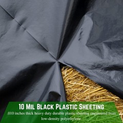 Black Plastic Sheeting 10 mil 20′ x 100′ Black Plastic Tarp Polyethylene Vapor