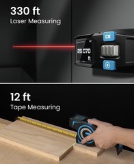 Mileseey DTX10 12′ Digital Tape Measure 350′ Laser Distance Rechargeable Battery