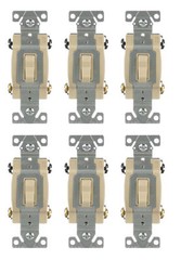 (case of 6) Eaton CSB420V Toggle Light Switch, 4-way, 20-Amp, Ivory, 120/277V