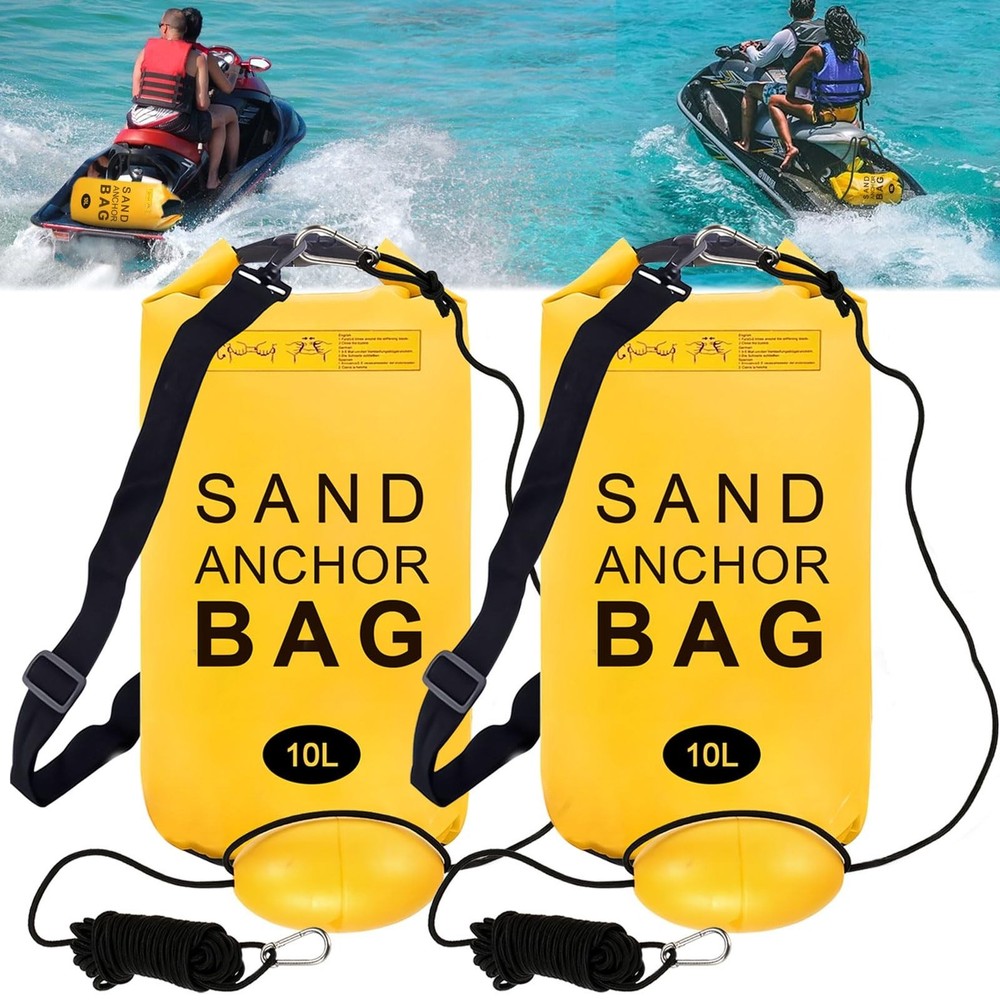 2 Pack Sand Anchor Bag, 10L Waterproof Sand Bag Anchor kit for PWC, Jetski, K…