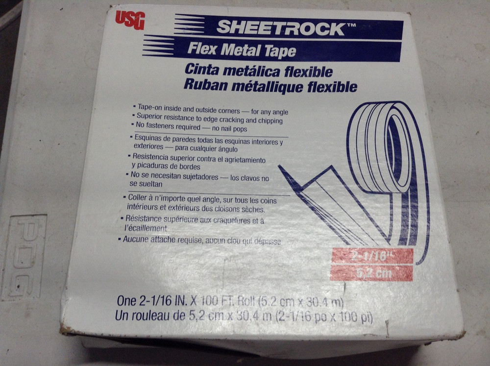 NEW USG Sheetrock 100 ft x 2-1/16″ Reinforced Metal White Self Adhesive Flex Tap