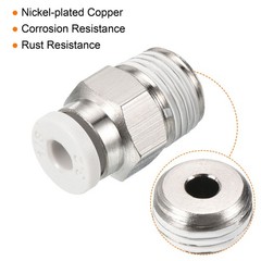 2Pcs G1/8 Push to Fit 3mm OD Hose Connect Fittings, White & Silver Tone
