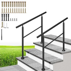 VIVOHOME 2-Pack 3 Step Hand Railing for Outdoor Steps Porch Deck Galvanized