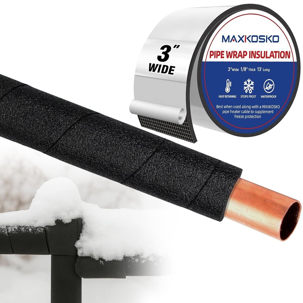 Waterproof Outdoor Foam Pipe Insulation Wrap Tape 13 Ft x 2 in Water Pipe