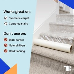 Carpet Protection Film 36″x500′ – Self-Adhesive, Easy Unwind, Clean Removal, Dur