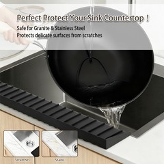 Silicone Sink Edge Protector with Suction Cup 4″ x 4in*20in, Black
