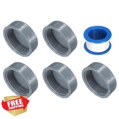 uxcell 5Pcs 2 Inch PT Female Thread PVC Pipe Fitting Cap, Cleanout Water Drai…