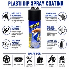 Plasti Dip Dip11203-6 Black Rubber Coating 1 Count (Pack of 1),
