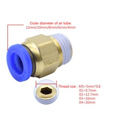 Male Stud Push In Fit Pneumatic Fittings for Air Water Hose Tube 4 6 8 10-16mm