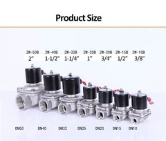 2-Way Solenoid Valve NC Stainless Steel 3/8-2″ Water Control 12V 24V 110V 220V