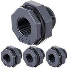 4 Pcs 1 Inch Bulkhead Fitting PVC Water Tank Connector Plumbing Pipe Threaded Bu