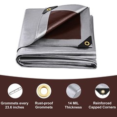 Sunvigor Tarp Waterproof 10x12Ft, Heavy Duty Tarp Cover Extra Thick 14 Mil Te…