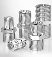 Stainless Steel Hex Double Male Thread Nipple Thickened Straight Pipe Connector