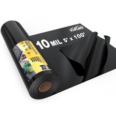 10 Mil Black Plastic Sheeting 5×100 FT UV Protection Polyethylene Film VAPLINX
