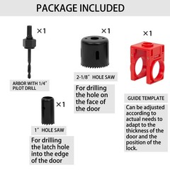 Door Lock Installation Kit Including Hole Saws Door Jig Guide Template (1 Set)